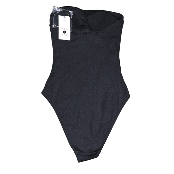 Womens Shade And Shore Black One-Shoulder Swimsuit, Size XS, NWT!!!! - Picture 2 of 3